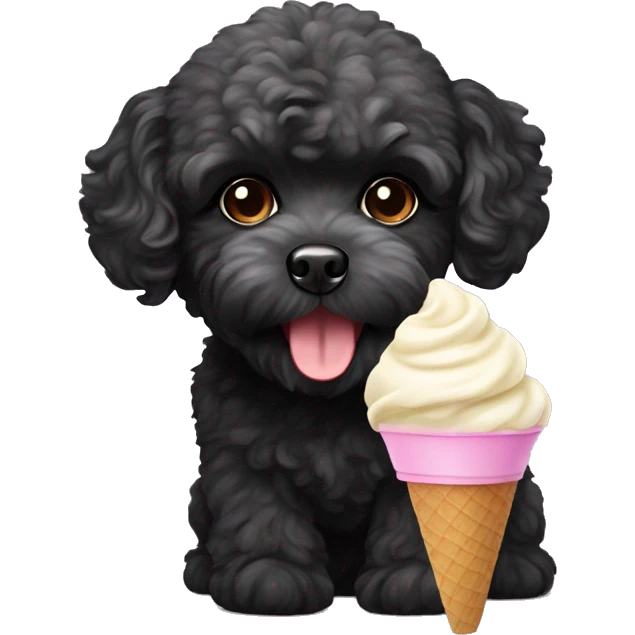 black maltipoo eating ice cream emoji
