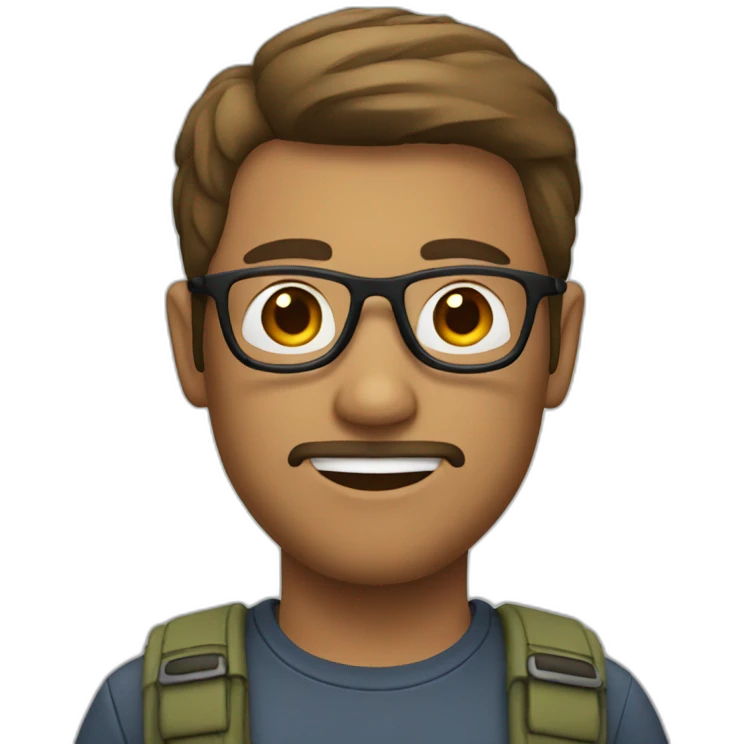 man with short hair aviator glasses and a chin beard emoji