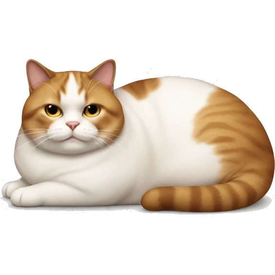 fat white and brown cat on its back emoji