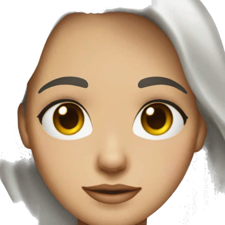face sticker, pop, brunette woman, hazel eyes, dark hair, white t-shirt emoji