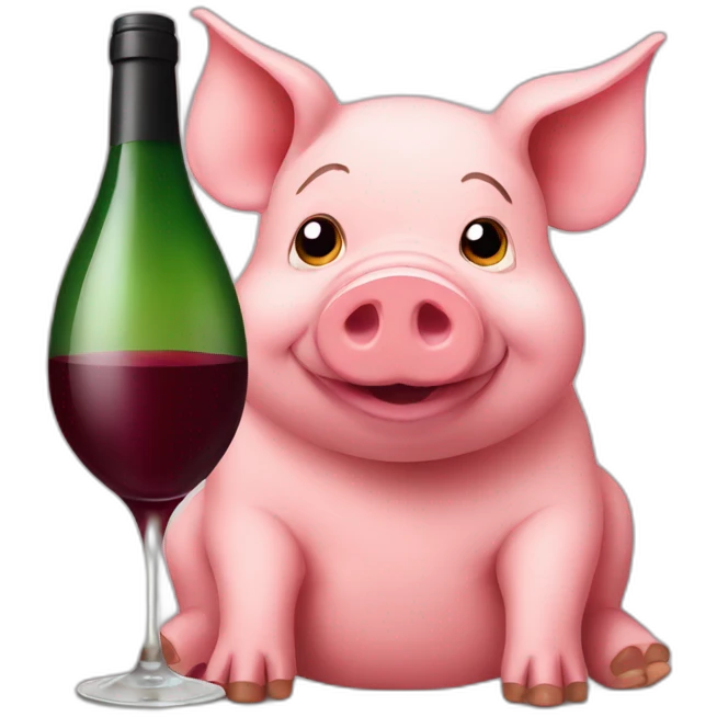 Pig drinks red wine emoji