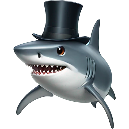 Shark with a top hat emoji