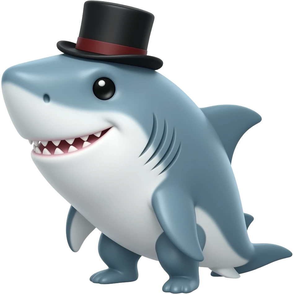 Shark with a top hat emoji