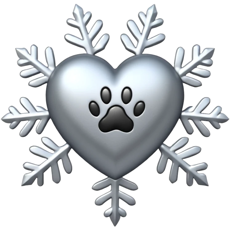 heart with a paw print and a snowflake emoji