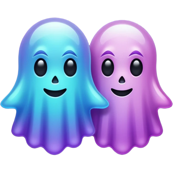 glitter cian and purple ghost emoji