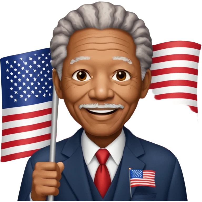 morgan freeman holding an american flag emoji