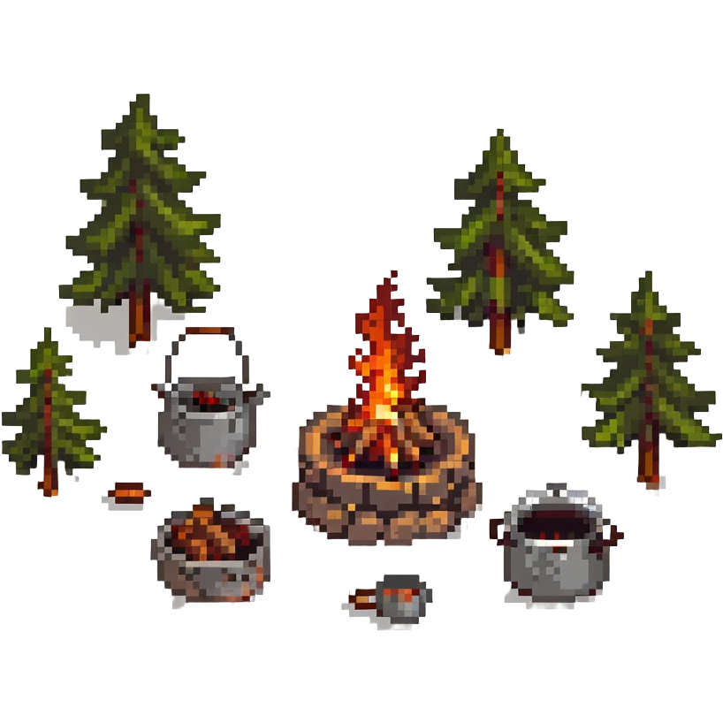 campfire with cooking pot in the forest emoji