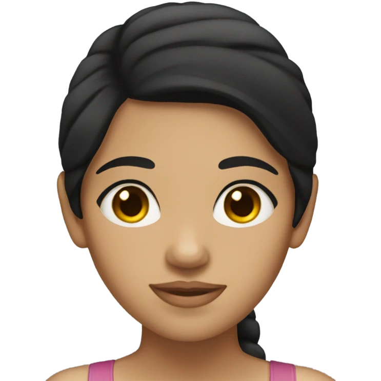 a girl with black hair and brown eyes who is tan emoji