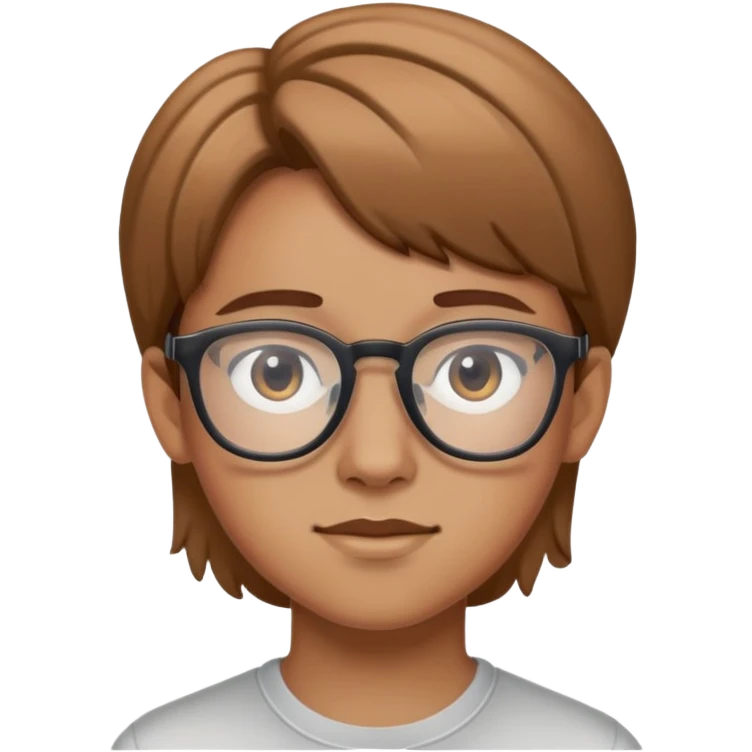 Adolescente con pelo castaño claro y lentes emoji