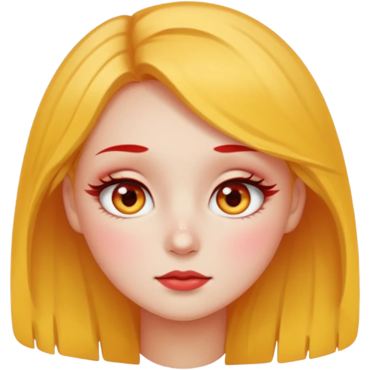Shy pretty red cheeks blushing kong lashes sparkle yellow round  emoji
