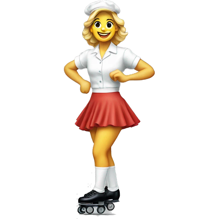Waitress on rollerskates 1980s emoji