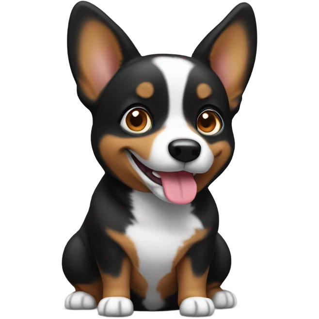 Black corgi with no tail pooping emoji