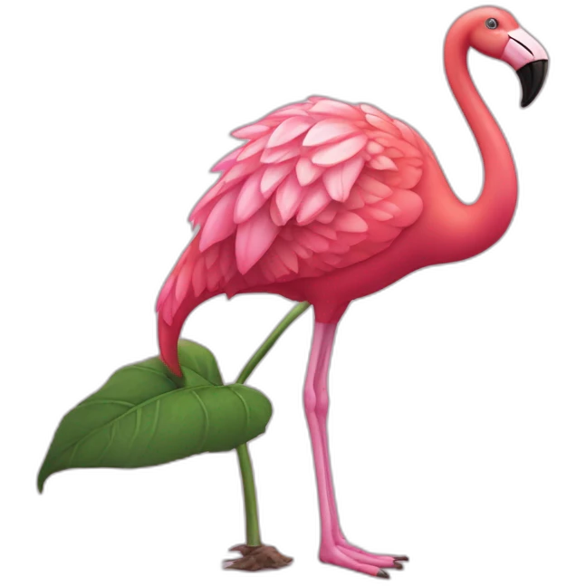 Dinausor rose avec un flamant rose emoji