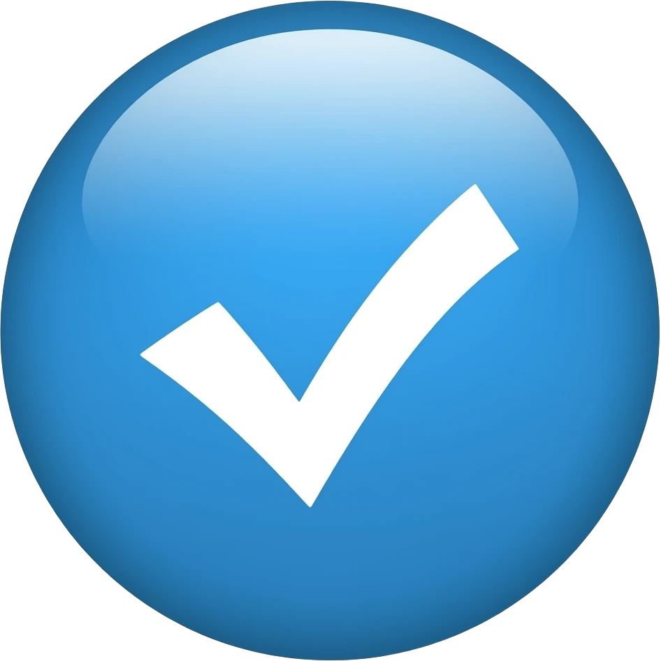 centang putih dalam bulatan warna biru emoji