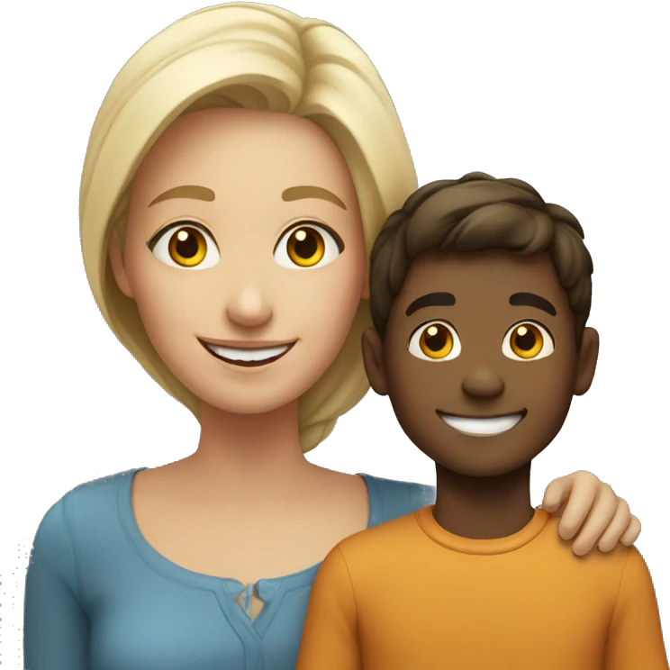 smiling woman with young boy emoji