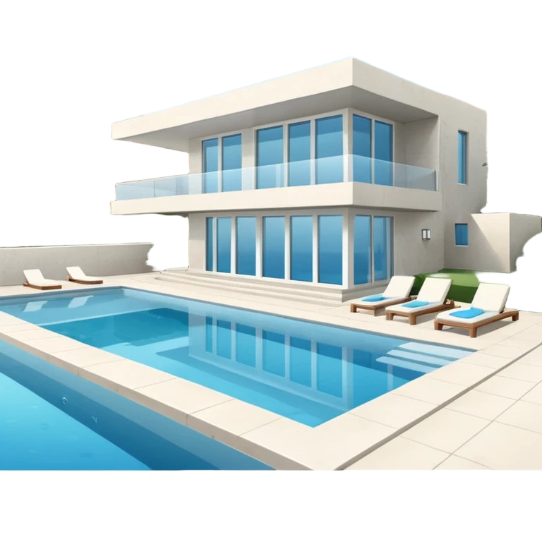 white luxury villa with pool emoji