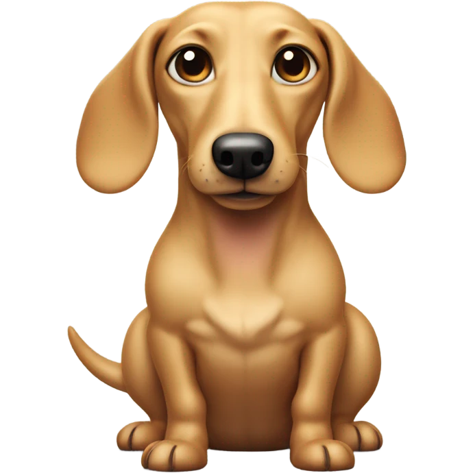 Cream wiener dog with eerily human like features emoji
