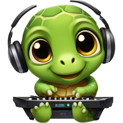 cute Turtle dj emoji