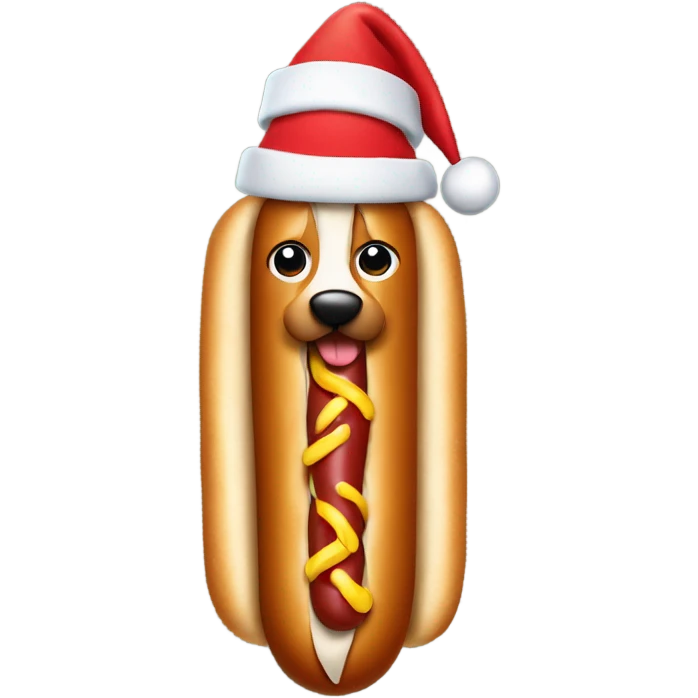 hot dog wearing a christmas hat emoji