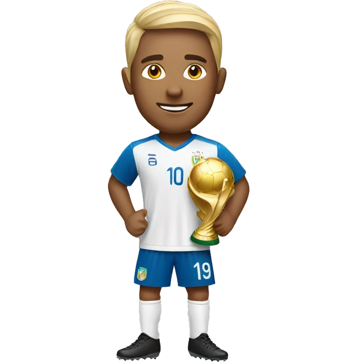 Soccer player with World Cup trophy emoji