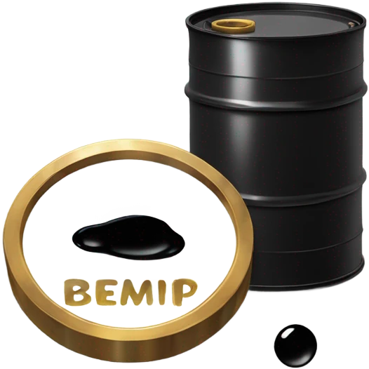 a black barrel of oil with a small white plaque in the middle of it and a black drop of oil is depicted on the plaque emoji