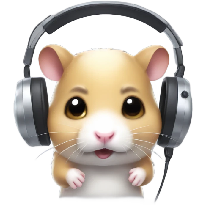 Sad hamster wearing gaming headset crying emoji