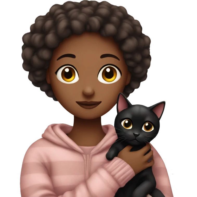 Girl Cozy with black cat emoji