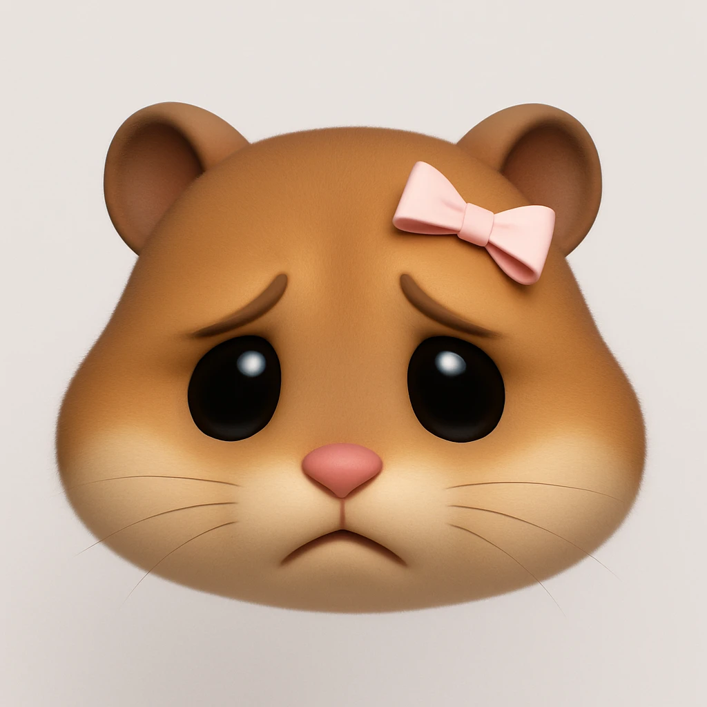 sad hamster with a bow, 3d emoji emoji