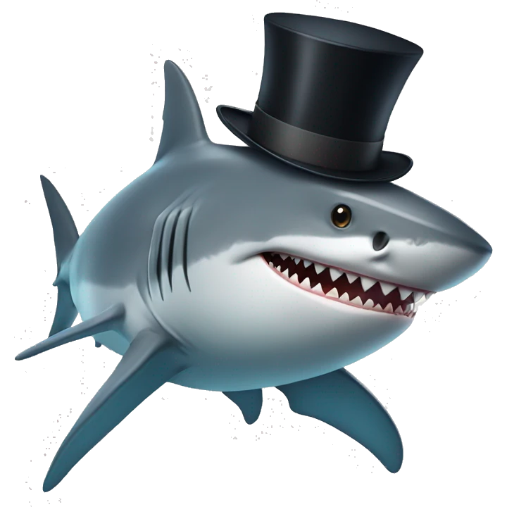 Shark with a top hat emoji