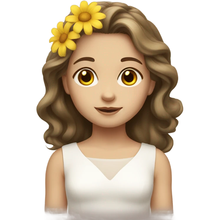 Yellow flower girl brown eyes and hair white skin  emoji