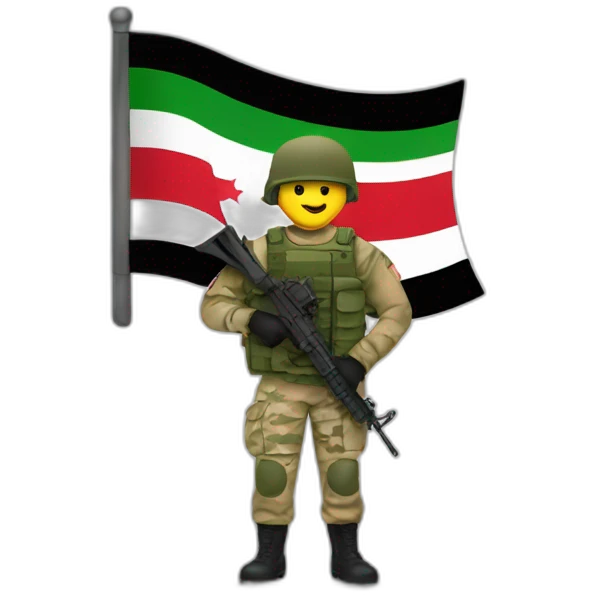 army man holding iraq flag emoji