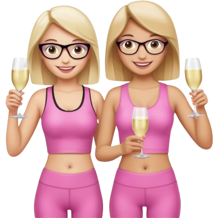 two girl pink pilates prosecco emoji