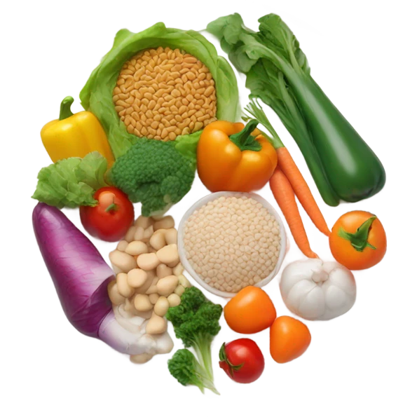 round white plate with healthy food emoji