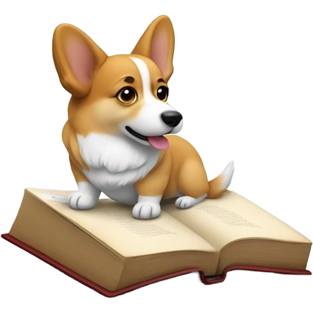 Corgi reading book emoji
