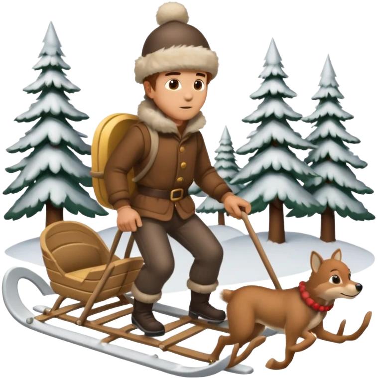 Eland trekt slede in dennenbos  emoji