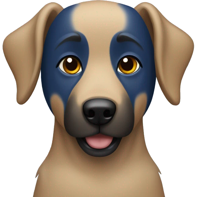 a shepherd dog with a dark muzzle in a dark blue gog jumpsuit emoji