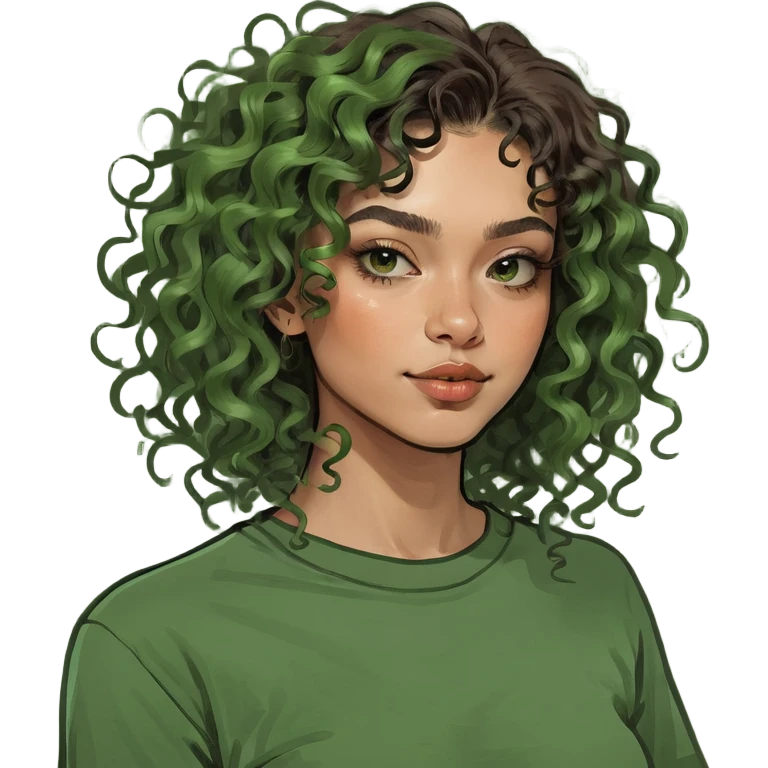 Una chica crespa con balayage  emoji