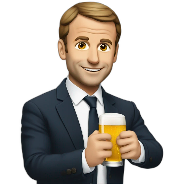 Macron qui boit une biere emoji