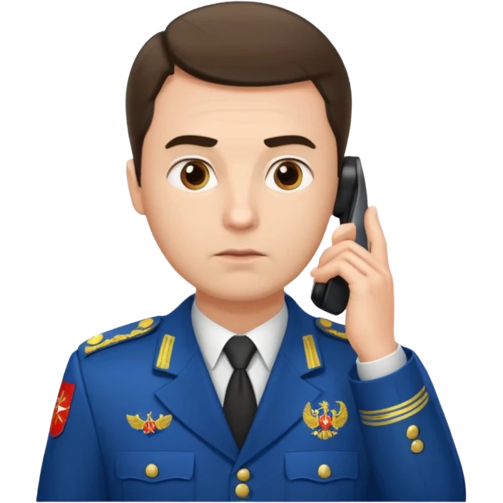 A Russian prosecutor's uniform, a man with a phone looking at something emoji