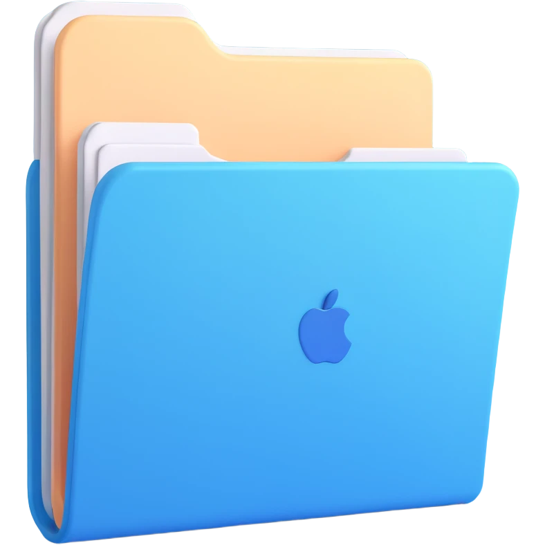 exact default Mac OS folder icon with tab design in light pastel blue color emoji