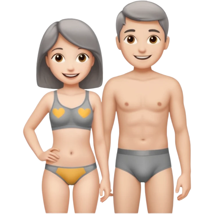Girl and boy in grey underwear emoji