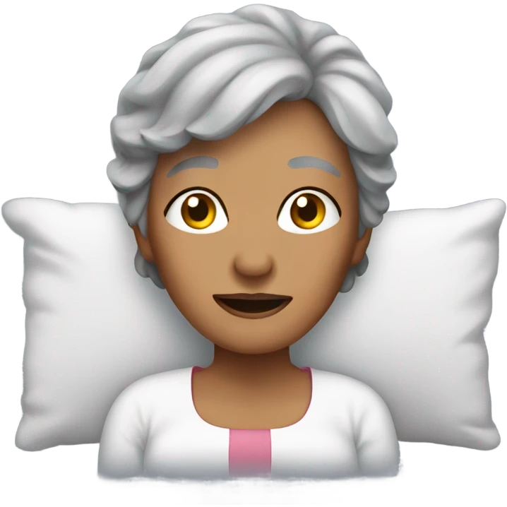 67-year-old lady with gray hair in bed emoji