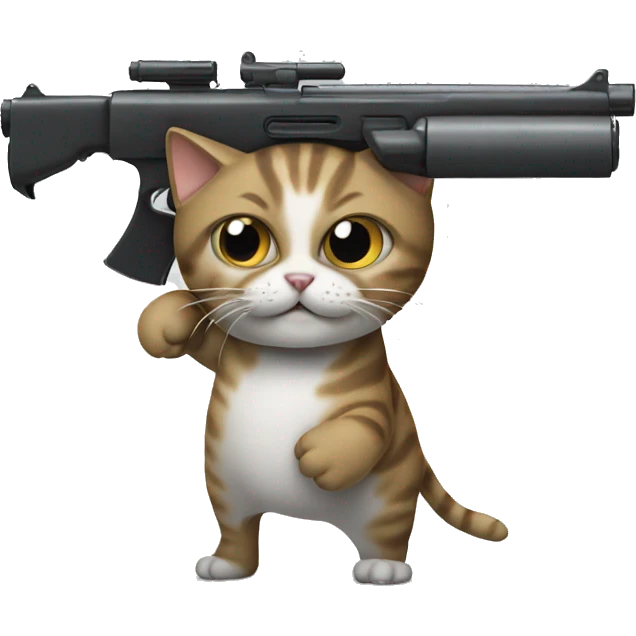 cat with a large gun emoji