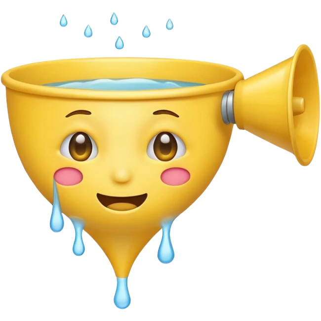 the smiling crying  emoji with yellow funnels for eyes emoji