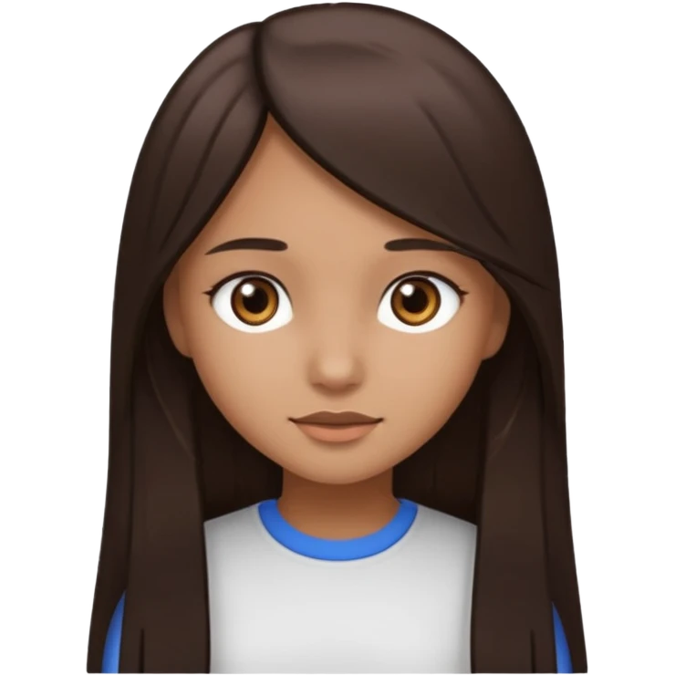 emoji of a girl with straight long dark brown hair, dark brown eyes, and light brown skin emoji