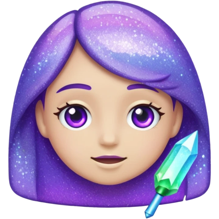 Glitter Purple and Cian bye emoji