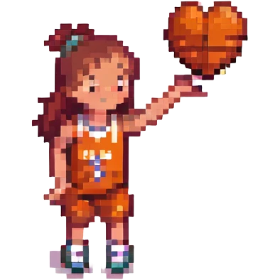 basketball girl player, February theme, play with heart emoji