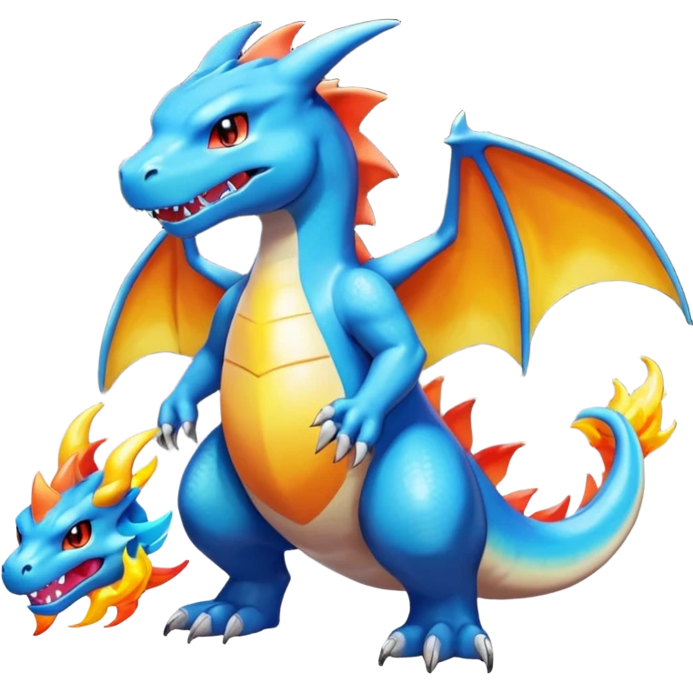 white blacks colorful gradient shiny glossy Fakémon-Digimon-Charizard-Croconaw-creature-hybrid (full body) emoji