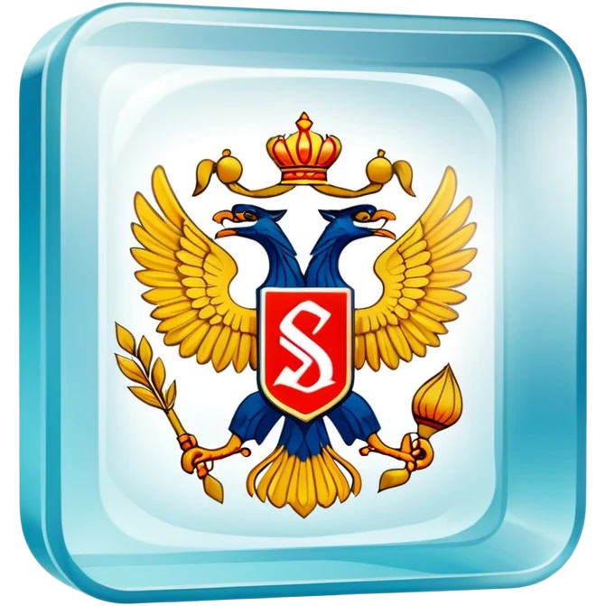 Russian Samokat delivery company logo on a transparent glass square rounded block emoji