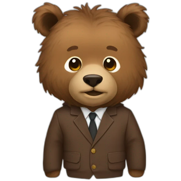Cute Grizzly wear suit emoji